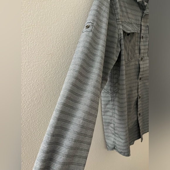 Prana Men’s Gray Plaid Button Front Long Sleeve Shirt Medium - Picture 4 of 11